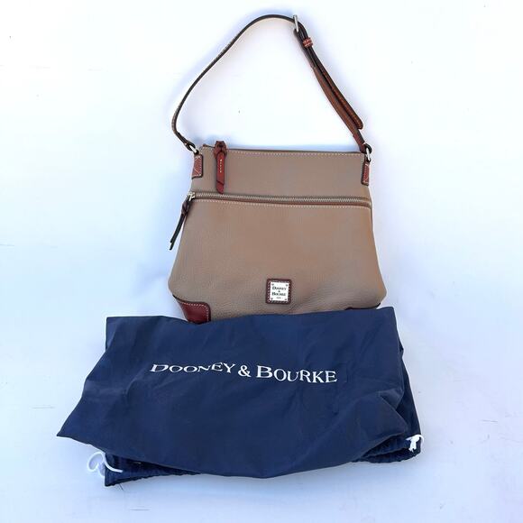 Dooney & Bourke Tan Pebbled Leather Camel Crossbody Shoulder Bag Purse - Picture 2 of 16